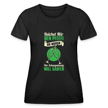 Reicht Mir Den Pfeffi Ihr Narren Der Schnapskönig - Frauen Funktions-T-Shirt - Schwarz - Vorne - AI Model Female 172 light (172cm)