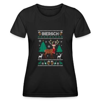 Noël Biersch Rudolf Affreux Cerf de Noël - T-shirt sport Femme - noir - Devant - AI Model Female 172 light (172cm)