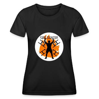 Feuerwehrmann - Frauen Funktions-T-Shirt - Schwarz - Vorne - AI Model Female 172 light (172cm)