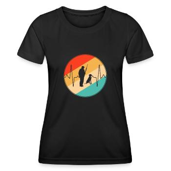 Chasse Retro Heartbeat - T-shirt sport Femme - noir - Devant - AI Model Female 172 light (172cm)