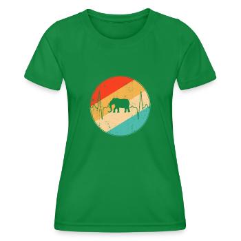 Elefant Retro Herzschlag - Frauen Funktions-T-Shirt - Kelly Green - Vorne - AI Model Female 172 dark (172cm)
