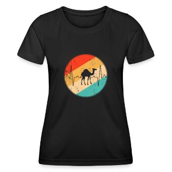 Rétro Heartbeat dromadaire - T-shirt sport Femme - noir - Devant - AI Model Female 172 light (172cm)