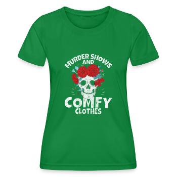 Murder Shows and Comfy Clothes - Women's Functional T-Shirt - kelly green - Front - AI Model Female 172 dark (172cm)