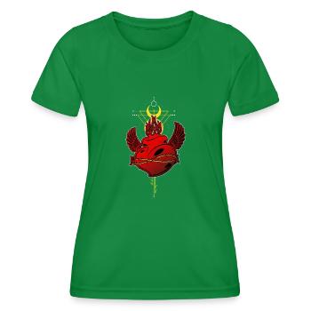 Burning Heart Tribal Tattoo Géométrie sacrée - T-shirt sport Femme - vert - Devant - AI Model Female 172 dark (172cm)