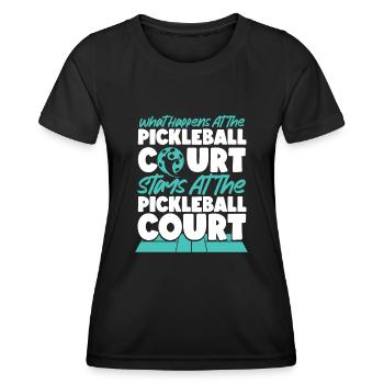 Pickleball Que se passe-t-il au - T-shirt sport Femme - noir - Devant - AI Model Female 172 light (172cm)