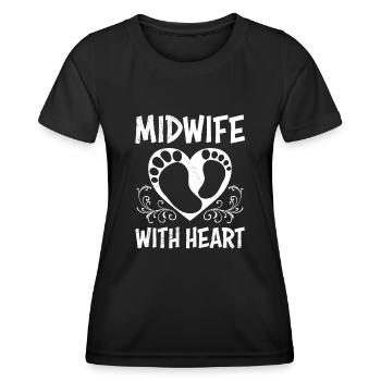 Ich bin eine Hebamme mit Herz Hebamme - Frauen Funktions-T-Shirt - Schwarz - Vorne - AI Model Female 172 light (172cm)