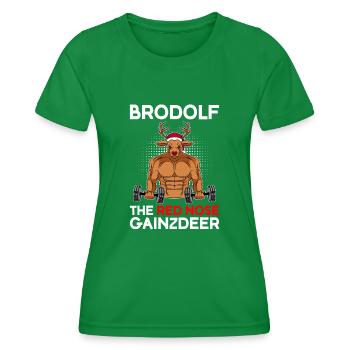 Brodolf the red nose gainzdeer Weihnachten - Frauen Funktions-T-Shirt - Kelly Green - Vorne - AI Model Female 172 dark (172cm)