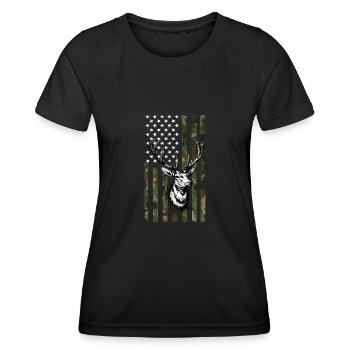Deer Flag Amérique - T-shirt sport Femme - noir - Devant - AI Model Female 172 light (172cm)