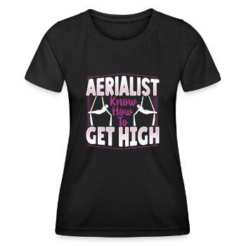 Aerial Silks Design Für Eine Luftakrobatin - Frauen Funktions-T-Shirt - Schwarz - Vorne - AI Model Female 172 light (172cm)