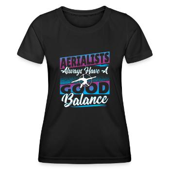 Aerial Silks Design Für Eine Luftakrobatin - Frauen Funktions-T-Shirt - Schwarz - Vorne - AI Model Female 172 light (172cm)