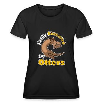 Distrait par les loutres, animal ironique de la - T-shirt sport Femme - noir - Devant - AI Model Female 172 light (172cm)