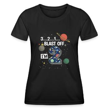 Blast Off Ich Bin2 Jahre Alt, 2. Geburtstag - Frauen Funktions-T-Shirt - Schwarz - Vorne - AI Model Female 172 light (172cm)