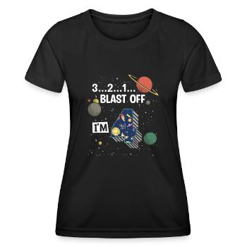 Blast Off Ich Bin 4 Jahre Alt, 4. Geburtstag - Frauen Funktions-T-Shirt - Schwarz - Vorne - AI Model Female 172 light (172cm)