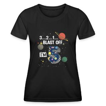 Blast Off Ich Bin 5 Jahre Alt, 5. Geburtstag - Frauen Funktions-T-Shirt - Schwarz - Vorne - AI Model Female 172 light (172cm)
