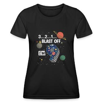 Blast Off Ich Bin 9 Jahre Alt, 9. Geburtstag - Frauen Funktions-T-Shirt - Schwarz - Vorne - AI Model Female 172 light (172cm)