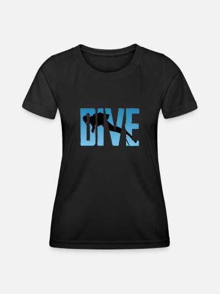 Taucher Tauchen - Frauen Funktions-T-Shirt - Schwarz