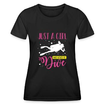 Juste une fille qui aime plonger - T-shirt sport Femme - noir - Devant - AI Model Female 172 light (172cm)