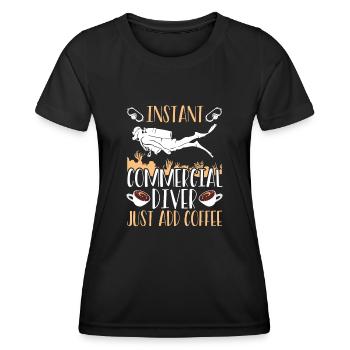 Diver simply adds coffee - Women's Functional T-Shirt - black - Front - AI Model Female 172 light (172cm)