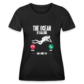 The sea is calling and I have to leave - Women's Functional T-Shirt - black - Front - AI Model Female 172 light (172cm)