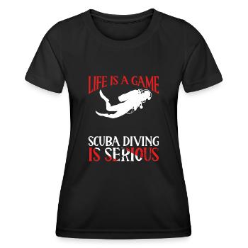 La vie est une plongée sous-marine - T-shirt sport Femme - noir - Devant - AI Model Female 172 light (172cm)