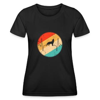 Wolf Retro Herzschlag - Frauen Funktions-T-Shirt - Schwarz - Vorne - AI Model Female 172 light (172cm)