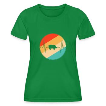 Pig Retro Heartbeat - Women's Functional T-Shirt - kelly green - Front - AI Model Female 172 dark (172cm)