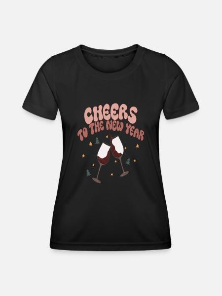 Cheers New Year Silvester Neujahr Weihnachten - Frauen Funktions-T-Shirt - Schwarz