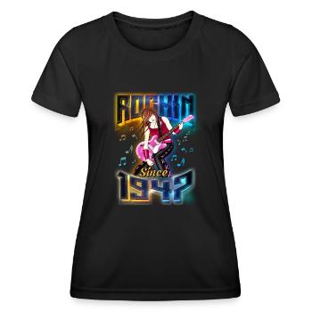 Rockin Since 1947 Rockmusik Fan 75. Geburtstag - Frauen Funktions-T-Shirt - Schwarz - Vorne - AI Model Female 172 light (172cm)
