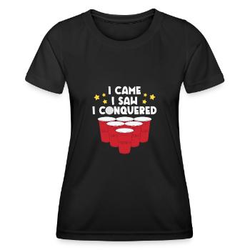 Je suis venu J’ai vu que j’ai vaincu - T-shirt sport Femme - noir - Devant - AI Model Female 172 light (172cm)