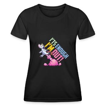Licorne c’est assez dans le dehors - T-shirt sport Femme - noir - Devant - AI Model Female 172 light (172cm)