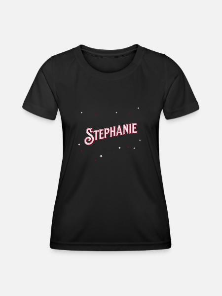 Le prénom de Stéphanie personnalisé - T-shirt sport Femme - noir