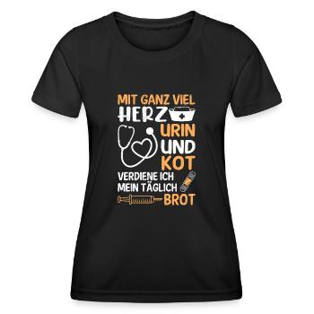 Arbeitsalltag Pflegekraft Krankenschwester - Frauen Funktions-T-Shirt - Schwarz - Vorne - AI Model Female 172 light (172cm)