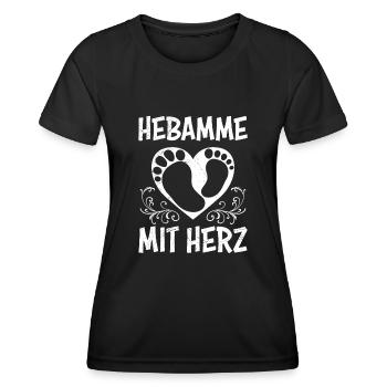 Ich bin eine Hebamme mit Herz Hebamme - Frauen Funktions-T-Shirt - Schwarz - Vorne - AI Model Female 172 light (172cm)