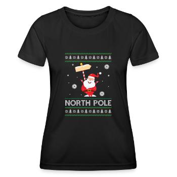 Pole Dancing Santa Claus Pun Joke - Pôle Nord - T-shirt sport Femme - noir - Devant - AI Model Female 172 light (172cm)