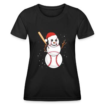 Baseball Schneemann Baseball Spieler Baseballer - Frauen Funktions-T-Shirt - Schwarz - Vorne - AI Model Female 172 light (172cm)