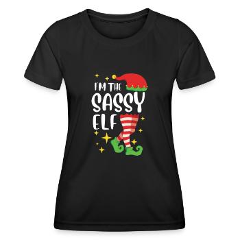 Elfe effronté Je suis l’elfe impertinent Nicolas - T-shirt sport Femme - noir - Devant - AI Model Female 172 light (172cm)
