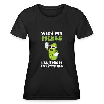 Avec mon cornichon malade oublier tout - T-shirt sport Femme - noir - Devant - AI Model Female 172 light (172cm)