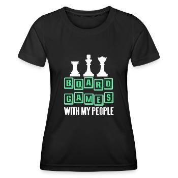 Board Games with my people - Frauen Funktions-T-Shirt - Schwarz - Vorne - AI Model Female 172 light (172cm)