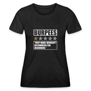 Burpee Review 1 étoile Design pour l’entraînement aérobique - T-shirt sport Femme - noir - Devant - AI Model Female 172 light (172cm)