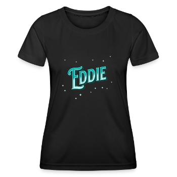 Nom Eddie personnalisé - T-shirt sport Femme - noir - Devant - AI Model Female 172 light (172cm)