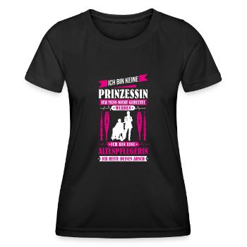 Ich bin keine Prinzessin ich bin Altenpflegerin - Frauen Funktions-T-Shirt - Schwarz - Vorne - AI Model Female 172 light (172cm)