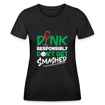 Pickleball Pun Wine Dink - Women's Functional T-Shirt - black - Front - AI Model Female 172 light (172cm)