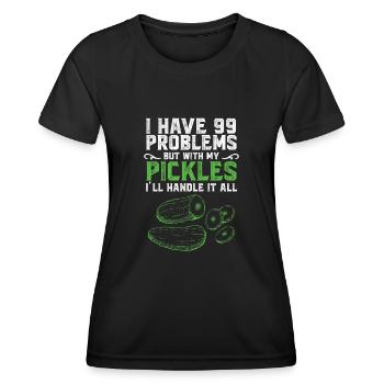 J’ai des problèmes mais avec mes cornichons - T-shirt sport Femme - noir - Devant - AI Model Female 172 light (172cm)