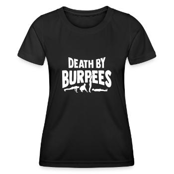 Death by Burpee’s design pour l’entraînement aérobique - T-shirt sport Femme - noir - Devant - AI Model Female 172 light (172cm)