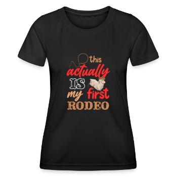 Actually My First Mutton Buster Rodeo Sheep Riding - Women's Functional T-Shirt - black - Front - AI Model Female 172 light (172cm)