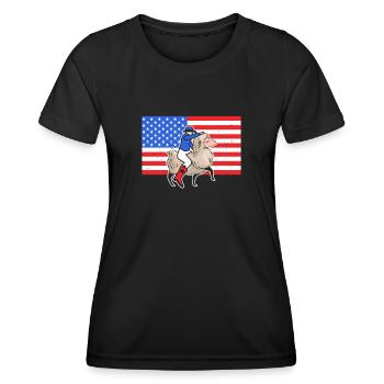 Mutton Buster USA Flag Sheep Rider - Women's Functional T-Shirt - black - Front - AI Model Female 172 light (172cm)