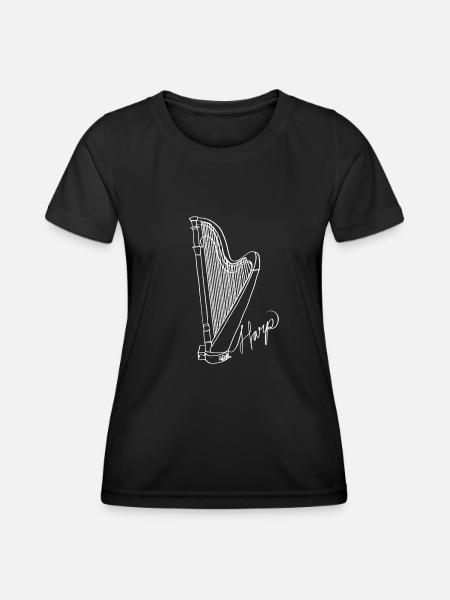 Harfe Oneline Art - Harfe Musikerin Harfe - Frauen Funktions-T-Shirt - Schwarz