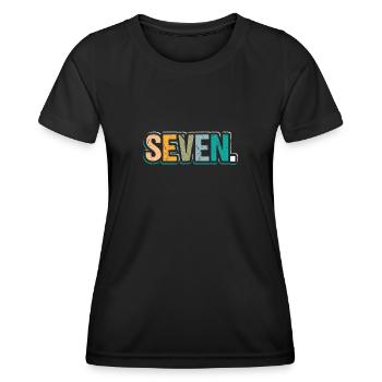 7th Birthday Kids Seven Birthday - Frauen Funktions-T-Shirt - Schwarz - Vorne - AI Model Female 172 light (172cm)