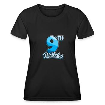 9th Birthday Kids Nine Birthday - Frauen Funktions-T-Shirt - Schwarz - Vorne - AI Model Female 172 light (172cm)