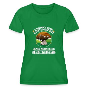 Jemez Mountains Is On My List Hiking Camping - Frauen Funktions-T-Shirt - Kelly Green - Vorne - AI Model Female 172 dark (172cm)